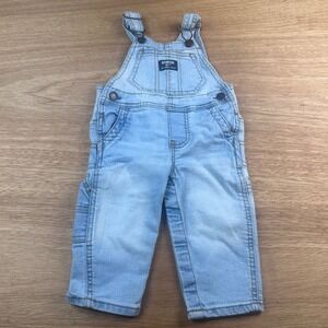 OshKosh B'gosh Denim Overalls Kids 9M Light Blue Classic Bib Pocket Carpenter
